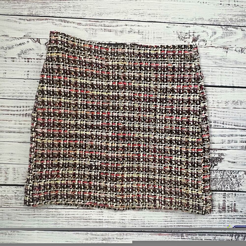 NWT J Crew Wool Blend Tweed Plaid Mini Skirt Multi Pink Fall Preppy Career 2